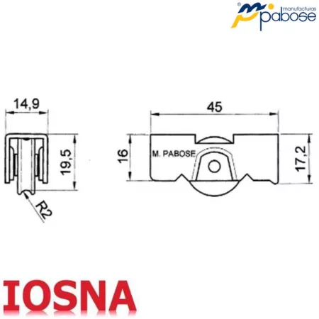 Rueda para Ventana Corredera Aluminio 15kg Canal U Pabose 1004/2