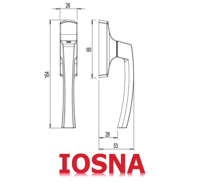Maneta Giesse para puerta de aluminio con apertura exterior con pala de 45mm