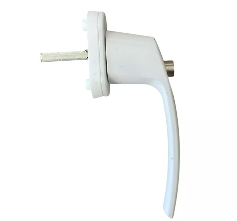 Maneta para carpinteria PVC con llave color blanco