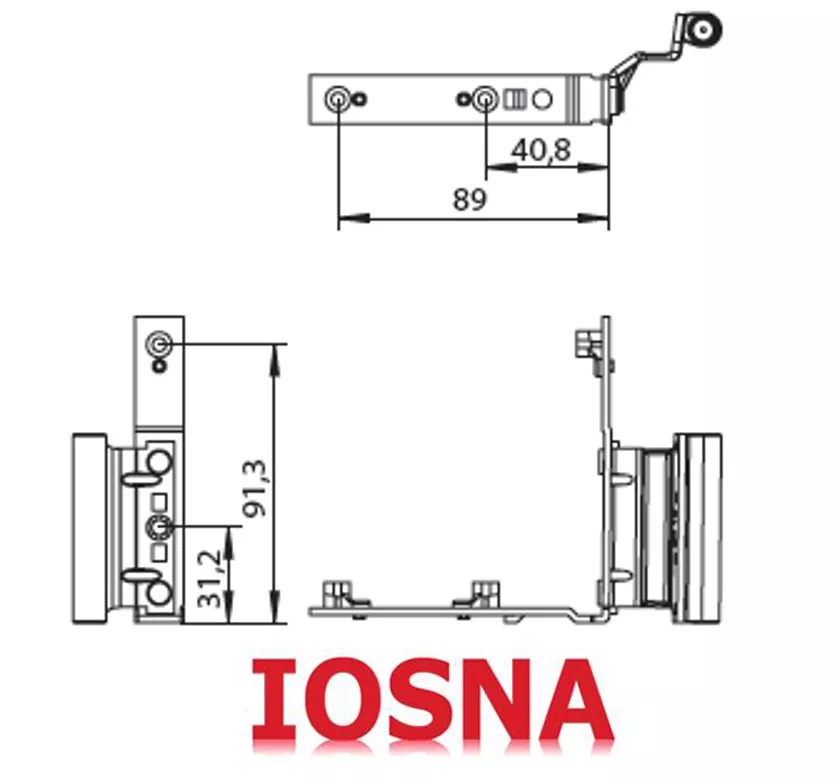 Soporte hoja FWV 20-13 derecha marron Winkhaus