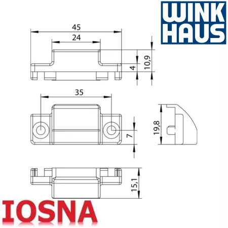 Bisagra oculta Winkhaus ZV-RT 134 SL PVC - 45mm c&aacute;mara 12mm
