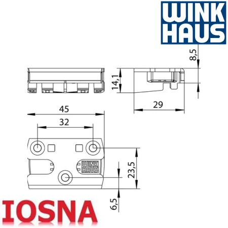 Cerradero seguridad Winkhaus SBS.K.144 PVC - 45x29mm