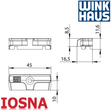Cerradero Winkhaus SBA.K.166 PVC - Oscilobatiente 45mm eje 13mm