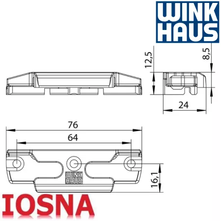 Cerradero seguridad Winkhaus SBS.K.160.S16.WK2 PVC - 76mm eje 13mm RC
