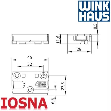 Cerradero seguridad Winkhaus SBS.K.152 PVC - 45mm eje 13mm RC