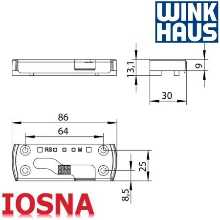 Cerradero seguridad Winkhaus SBS.K.PAD.205.RS PVC - 86x30mm