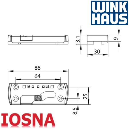 Cerradero seguridad Winkhaus SBS.K.PAD.205.LS PVC - 86x30mm