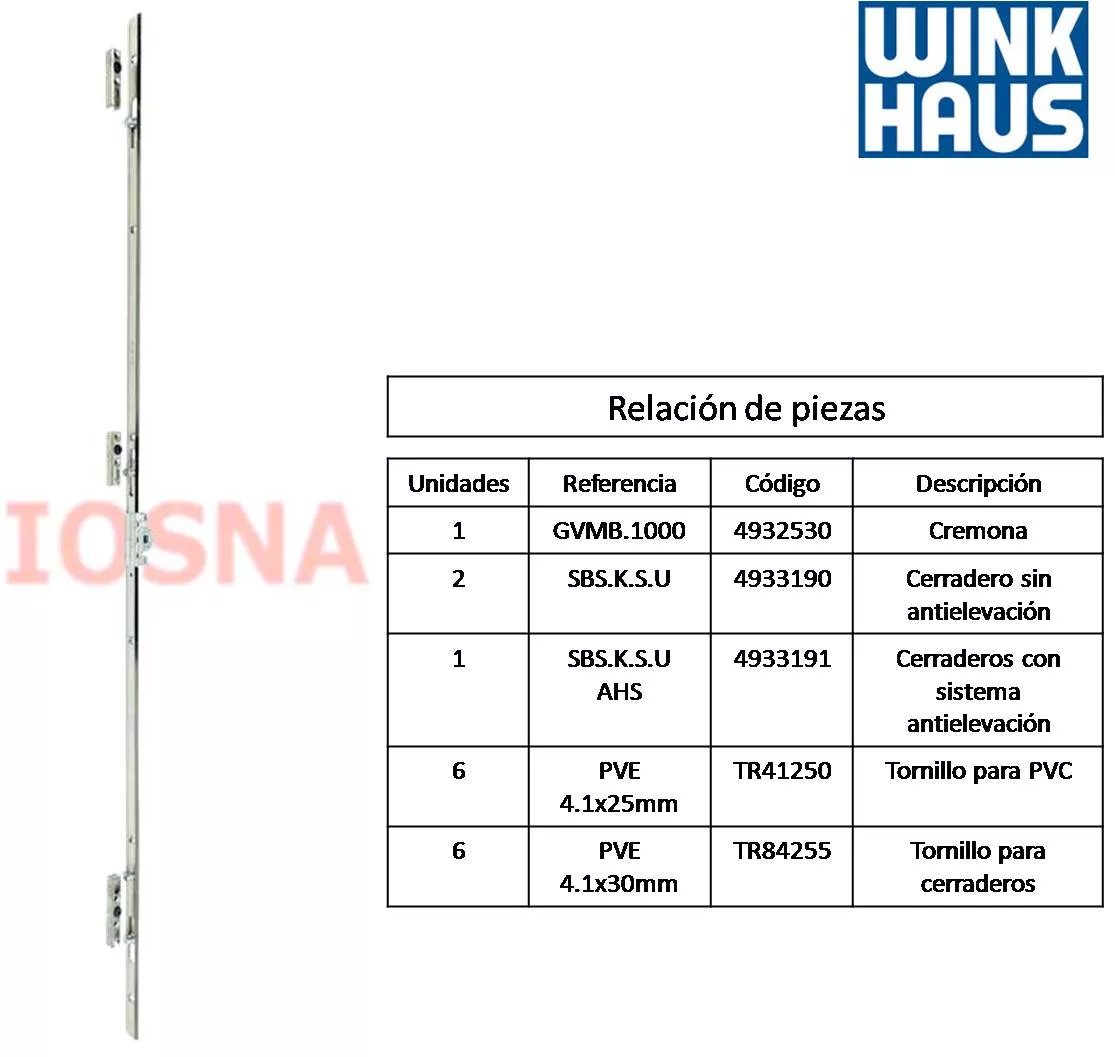 Kit ventana corredera PVC multipuntos 1000 alto