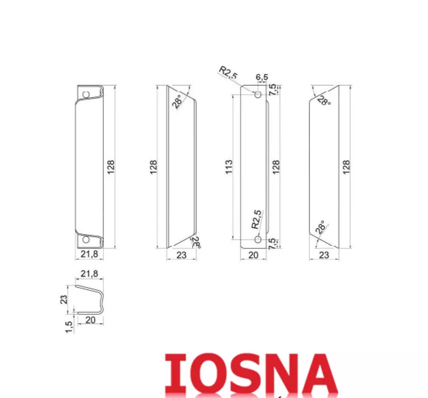M&acirc;ner Sof&iacute;a negru pentru usa culisanta din aluminiu 112 mm