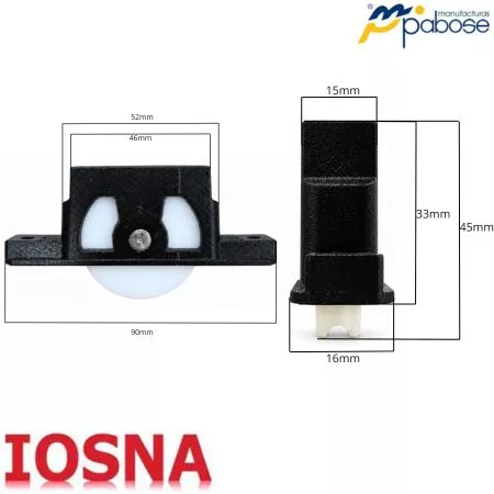 Rueda Pabose P-2000F-A Corredera PVC 70kg