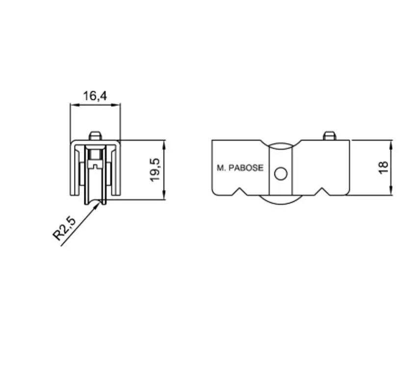 Rueda Pabose T-24/19-TP para Corredera KL CW-60 15kg | Repuesto Original