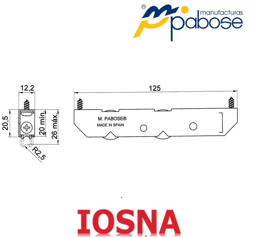 Rueda para balconera corredera de PVC