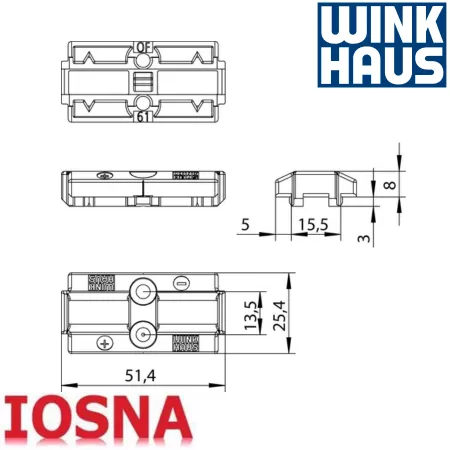 Cerradero pasador Winkhaus OF 61 SL PVC - 51,4mm