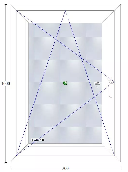 Ventana PVC Cortizo A70 oscilobatiente izquerda ancho 700x1000 alto