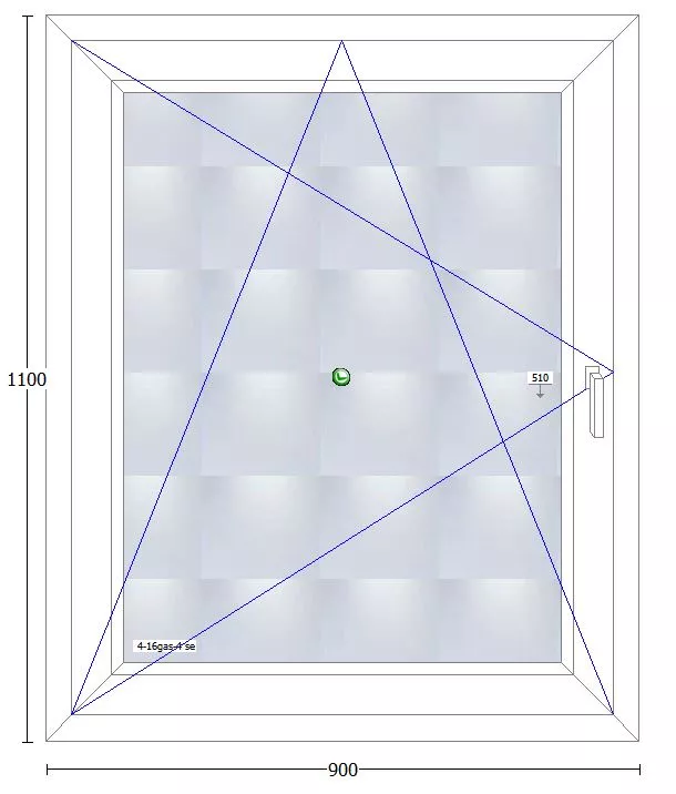 Ventana PVC Cortizo A70 oscilobatiente izquerda ancho 900x1100 alto