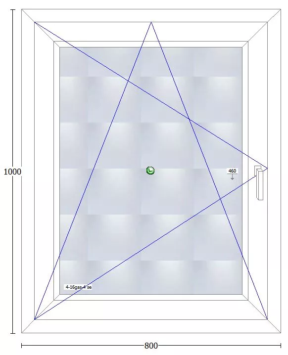 Ventana PVC Cortizo A70 oscilobatiente izquerda ancho 800x1000 alto